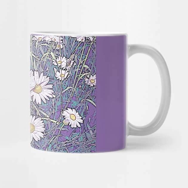 Wildflower Daisies in Field of Purple and Teal by ConniSchaf